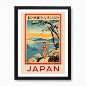 Enoshima Island, Visit Japan Vintage Travel Art 4 Poster Art Print