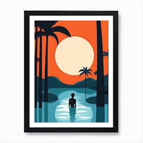 Waikiki Beach Hawaii, Usa, Bold Outlines 3 Art Print