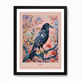 Floral Animal Painting Crow 2 Poster Art Print