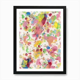 Paint Splatters, Abstract Art Print, Oil Pastel colorful Painting. Poster