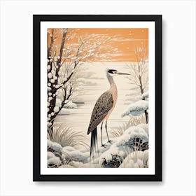 Winter Bird Painting Roadrunner 2 Art Print