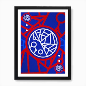 Geometric Abstract Glyph in White on Red and Blue Array n.0038 Art Print