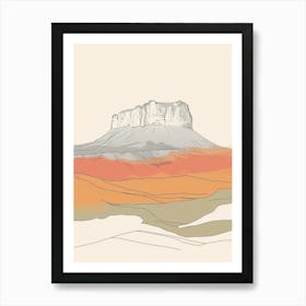 Mount Roraima Venezuela Brazil Color Line Drawing (7) Art Print