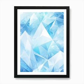 Abstract Geometric Composition Integrating Polygons Soft White And Blue Hues And Transparent Ice (3) Art Print