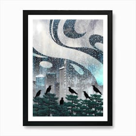 Crows In The Snow Art Print