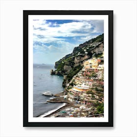 Amalfi Coast Cliff, Positano, Italy Art Print