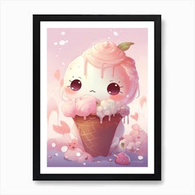 Ice Cream Kawaii Illustration 3 Art Print