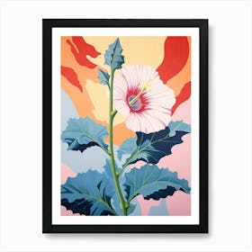 Hollyhock 4 Hilma Af Klint Inspired Pastel Flower Painting Art Print