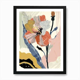 Colourful Flower Illustration Hollyhock 3 Art Print