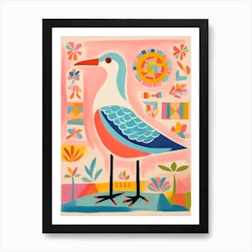 Pink Scandi Seagull 1 Art Print