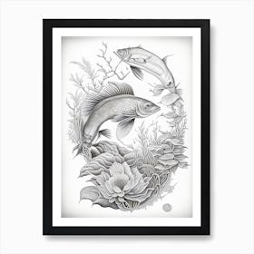Kage Shiro Koi Fish Haeckel Style Illustastration Art Print