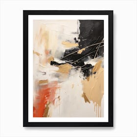 Charcoal And Orange Autumn Abstract Painting 3 Art Print