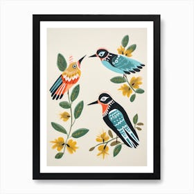 Folk Style Bird Painting Kingfisher 1 Art Print