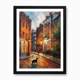 Painting Of A Street In London With A Cat 2 Impressionism Art Print