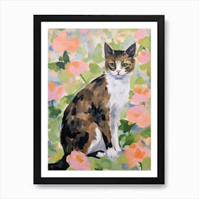 A Japanese Bobtail Cat Painting, Impressionist Painting 3 Art Print