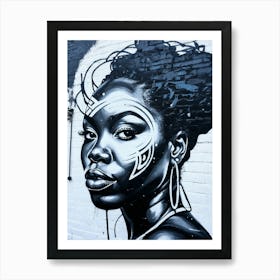 Graffiti Mural Of Beautiful Black Woman 120 Art Print