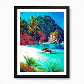 Pulau Redang Malaysia Pointillism Style Tropical Destination Art Print