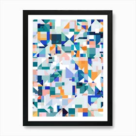 Abstract Geometric Pattern - Blue Art Print