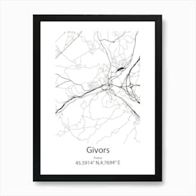 Givors,France Minimalist Map Art Print