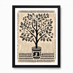 B&W Plant Illustration Zz Plant 8 Art Print