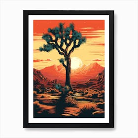  Retro Illustration Of A Joshua Tree At Sunset 2 Art Print