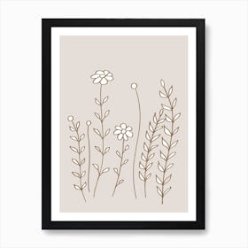 Skandi Flowers And Leaves 2 Art Print