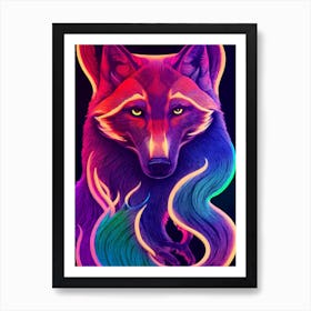 Colorful Neon Fox Art Print