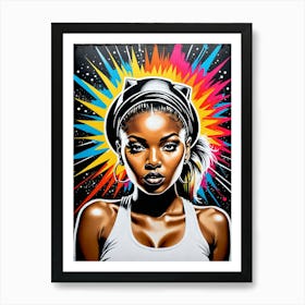 Graffiti Mural Of Beautiful Hip Hop Girl 23 Art Print