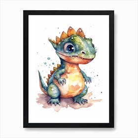 Majungasaurus Cute Dinosaur Watercolour 3 Art Print