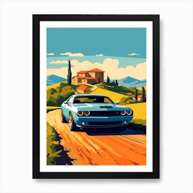 A Dodge Challenger In The Tuscany Italy Illustration 1 Art Print