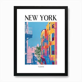 Flushing New York Colourful Silkscreen Illustration 2 Poster Póster