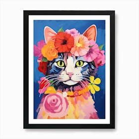 Laperm Cat With A Flower Crown Painting Matisse Style 2 Art Print