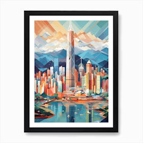 Hong Kong, China, Geometric Illustration 1 Art Print