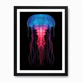 Irukandji Jellyfish Neon Illustration 7 Art Print