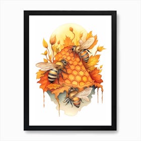 Royal Jelly Bee Beehive Watercolour Illustration 2 Art Print