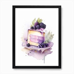 Blackberry Cheesecake Dessert Gouache Flower Art Print
