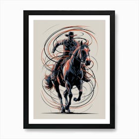 Cowboy Riding A Horse Art Print