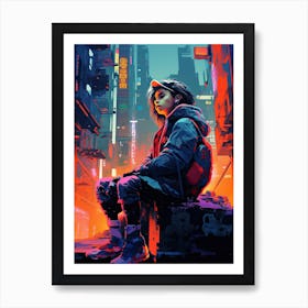 Cyberpunk, Neon street Art Print