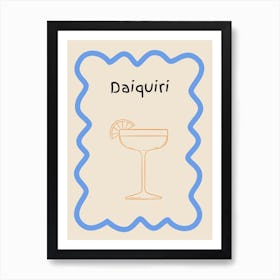 Daiquiri Doodle Poster Blue & Orange Art Print