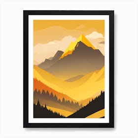 Misty Mountains Vertical Composition In Yellow Tone 14 Art Print