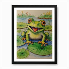 Frog In The Pond 1 Art Print