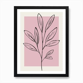 Neutral Wall Floral Botanical Line Art Minimalist Modern Bedroom Living Pink 1 Art Print
