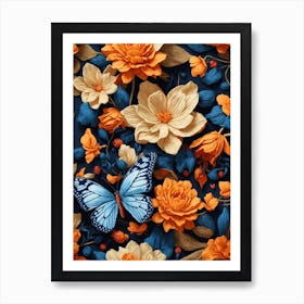 AI generated Floral Wallpaper Art Print