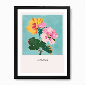 Geranium 1 Square Flower Illustration Poster Art Print