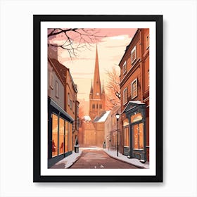 Vintage Winter Travel Illustration Bath United Kingdom 2 Art Print