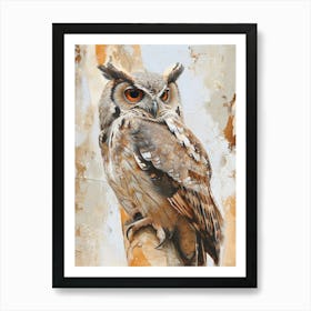 African Wood Owl Japanese Painting 9 Art Print