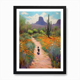 A Painting Of A Dog In Desert Botanical Garden, Usa In The Style Of Impressionism 04 Art Print