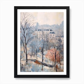 Winter City Park Painting Parc Des Buttes Chaumont Paris France 1 Art Print