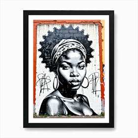 Vintage Graffiti Mural Of Beautiful Black Woman 110 Art Print