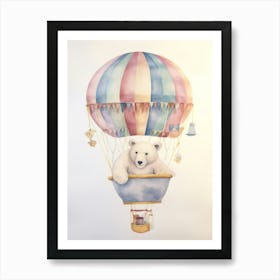 Baby Polar Bear 2 In A Hot Air Balloon Art Print